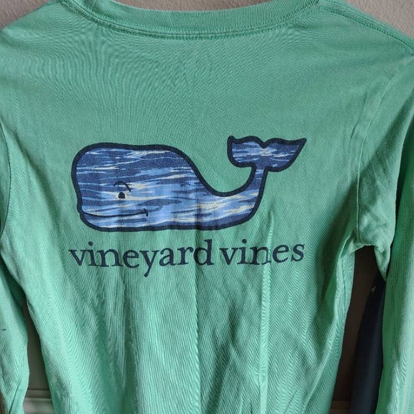 2 Vineyard Vines Boys S 8-10 Long Sleeve Tees - Mint and Sky Blue Logo Pockets - Picture 6 of 14